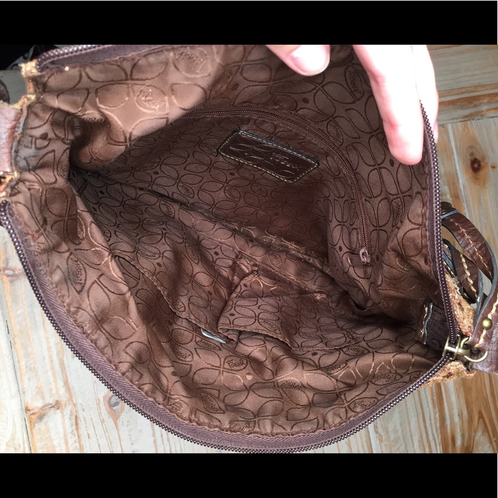 FOSSIL Cloth & Leather Crossbody Handbag - Picture 6 of 8